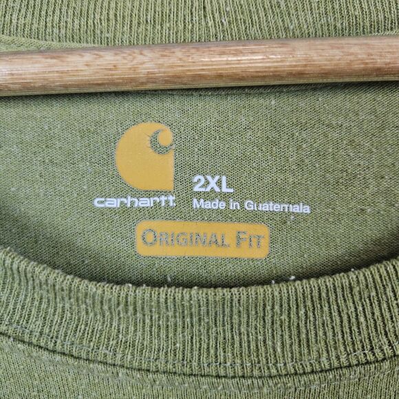 Carhartt Men's Pocket Tee T-Shirt Green Size 2XL Regular Logo Cotton/Polyester - Picture 3 of 11